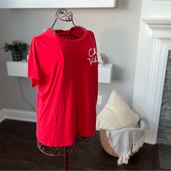 PINK Victoria’s Secret Red Chill Vibes Shirt Medium - Picture 5 of 11